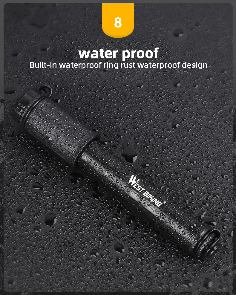 HOTEBIKE Mini Portátil Inflador de Alta Presión para Bicicleta – 100 PSI, Cuerpo de Aluminio, Válvula Universal, Manguera Integrada - HOTEBIKE - 9