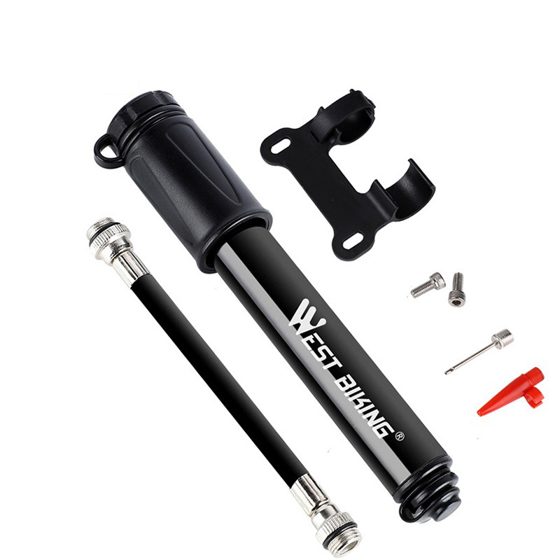 HOTEBIKE Mini Portátil Inflador de Alta Presión para Bicicleta – 100 PSI, Cuerpo de Aluminio, Válvula Universal, Manguera Integrada