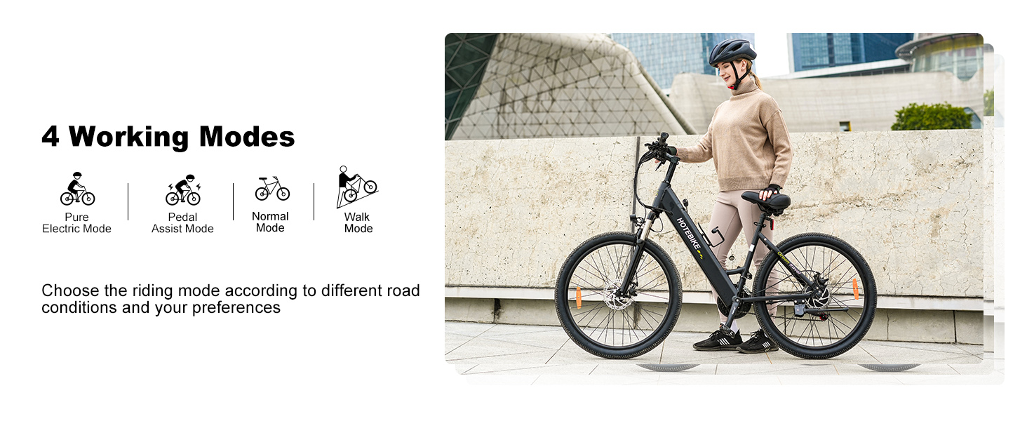 HOTEBIKE 36V 350W Bicicleta Eléctrica Urbana para Adultos de 26 Pulgadas – Ligera con Batería Oculta Extraíble 2 HOTEBIKE 36V 350W Bicicleta Eléctrica Urbana para Adultos de 26 Pulgadas – Ligera con Batería Oculta Extraíble - Bicicleta Eléctrica Canadá - 2